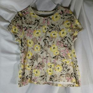 Croft & Barrow XL Floral Cream Classic Tee